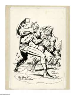 Jack Kirby and Joe Sinnott - Orion vs. Darkseid Illustration Original Art (undated). Here‘s a rarity -- Jack -