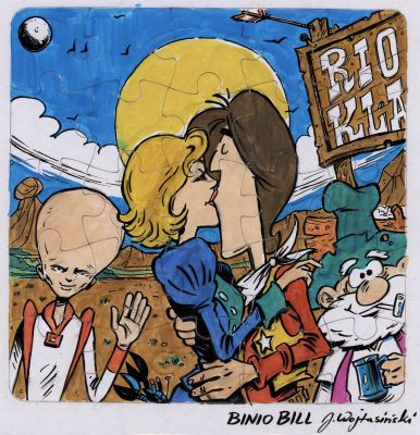 Jarosław Wojtasiński (Jaro) | Binio Bill kręci western i… w kosmos!, puzzle hand made | Galeria Komiksu