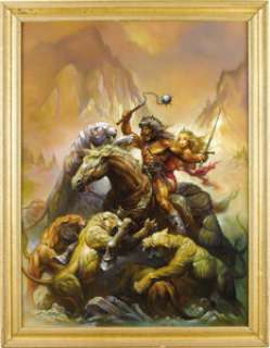 Ken Kelly - "Lion’s Den" Conan Painting Original Art (1990).   Surely one of the most vibrant Conan - | Heritage