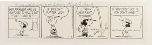 Charles Schulz - Peanuts Daily Comic Strip Original Art, dated 4-9-80 (United Feature Syndicate, 1980). Lucy - | Heritage