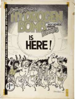 Gilbert Shelton - Hydrogen Bomb and Biochemical Warfare Funnies Splash Page Poster Ad Original Art (1969). -