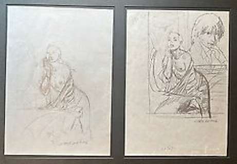 Liberatore, Tanino - 2 Dessin préliminaire original + ex-libris - Nude | Catawiki