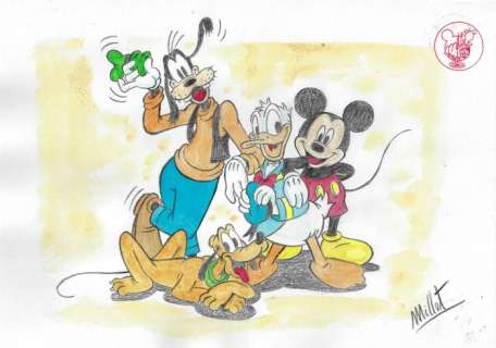 Millet - 1 Original colour drawing - Donald Duck - amistat - 2024 | Catawiki