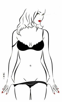 Walter Minus | Pin-Up, dessin original à l’encre de chine et aux encres de couleurs. | Septimus