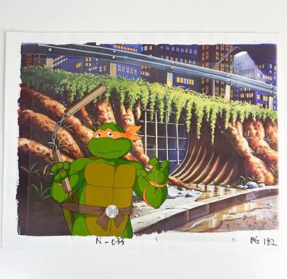 Lot 39 - Tortues Ninja (Ninja Turtles) Michelangelo Cellulo à l’encre… | ArtFlow Enchères