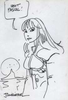 Mezieres | Â«LaurelineÂ». Dessin Ã  l’encre de Chine format 21 x 29,7 cm, dédicacé | Tessier Sarrou