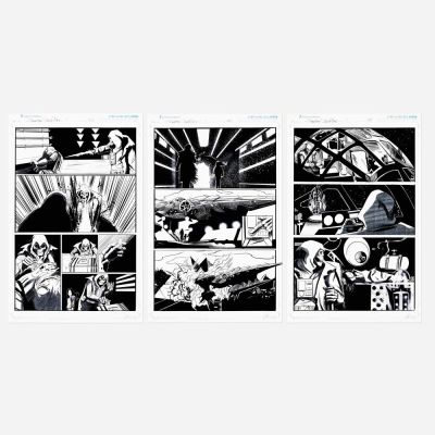 Lot 273 - Joseph Schmalke, Phantom Starkiller #1 Story Pages 22, 23, and 24 Artist Proofs (Scout Comics, 2020) | Landry Pop Auctions