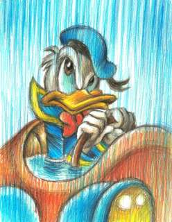 Joan Vizcarra - Donald, The Rain Won Again! - Original Pencil Drawing - Hand Signed | Catawiki