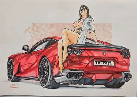 Raimondo, Luca - 1 Original colour drawing - Ferrari - 2024 | Catawiki