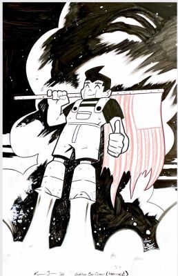 Raymar Brunson | Raymar Brunson - GATLING BOY - Pin-UP / Unused | Panel Punk Comics Originals
