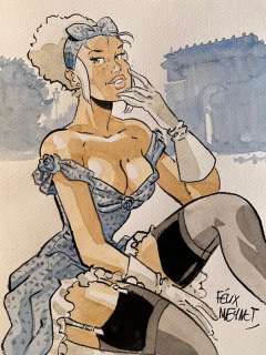 Meynet, Félix - 1 Original colour drawing - Mirabelle coquine à Paris | Catawiki