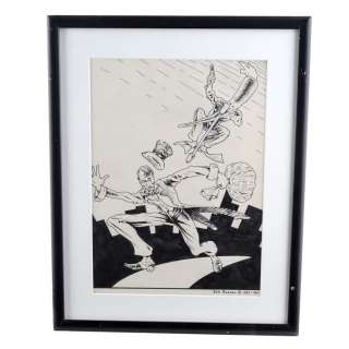 Multiple Publishers - Framed Hand-Drawn Bob Burden Flaming Carrot Unpublished Cover | Propstore