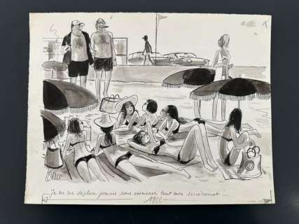 Testu, Roger - 1 Original drawing - Le Figaro - Je ne me déplace pas sans amener tout mon secrétariat - 1955 | Catawiki