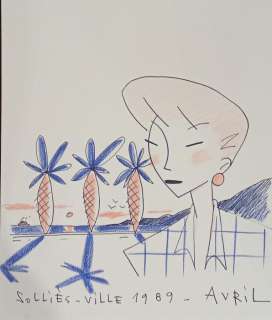 Avril, François - 1 Original colour drawing - Solliès-Ville - 1989 | Catawiki