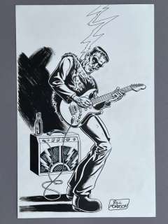 Bill Morrison - 1 Original drawing - Frankenstein Cartoon - Electric Guitar | Catawiki
