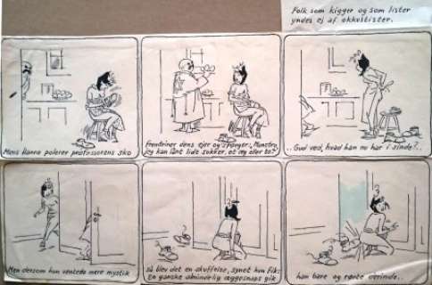 Folk som kigger og som lister yndes ej af okkultister - original Hanne Hansen stribe - Arne Ungermann | ComicGarden