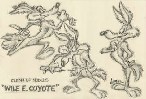 Joan Vizcarra - Wile E. Coyote: Clean-Up Models - Original Pencil Drawing - Hand Signed | Catawiki