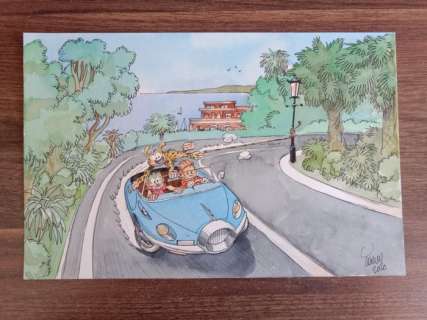 Yoann - 1 Original colour drawing - Spirou et Fantasio - Spirou, Fantasio et le Marsupilami en Turbotraction - 2020 | Catawiki