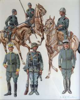 Funcken | Original gouache illustration (p.59) for " Les Uniformes & Armes vol. 2  - Guerre 1914-18 "  - (1971) | Catawiki