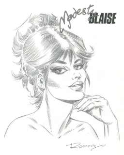 Romero, Enric - Modesty Blaise: Elegance and Danger – Original Pencil Drawing – Hand Signed | Catawiki