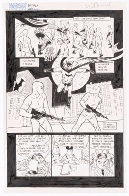 Lot 72 - MICHAEL ALLRED BATMAN BLACK AND WHITE #4 COMIC BOOK PAGE ORIGINAL ART. | Hake’s