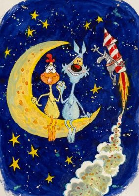 Sommacal, Giorgio - 1 Original colour drawing - Lupo Alberto - Acrilici su cartoncino Fabriano | Catawiki