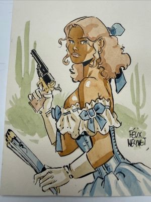 Meynet, Félix - 1 Original colour drawing - SAUVAGE - Illustration couleurs directes sur papier dessin crème | Catawiki