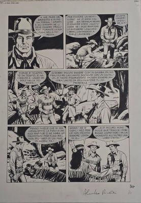 Tex n. 611 - "I Trappers di Yellowstone " pag. 34 - 1 Tableau original - EO | Catawiki