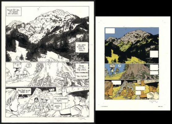 Cosey | Planche originale n°24 accompagnée de sa mise en couleurs - Yiyun | Daniel Maghen