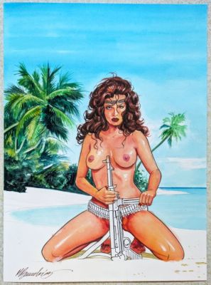 Bianchini, Marco - 1 Original colour drawing - Sexy Warrior | Catawiki