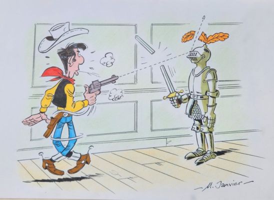 Janvier, Michel - 1 Original colour drawing - Lucky Luke | Catawiki