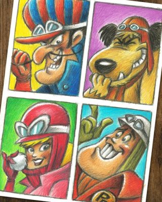 Vizcarra - Portraits de personnages de Wacky Races - Hand Signed Original Color Pencil Artwork | Catawiki
