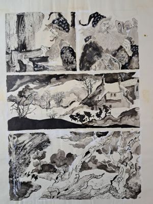 Breccia, Alberto - 1 Original page - El Viajero de Gris: Verdadera Magia