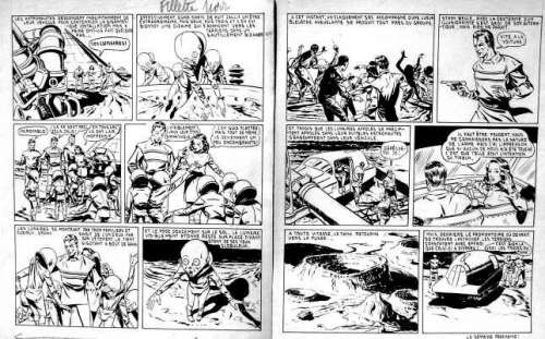 Kline. - Â« Stany Beule dans la Lune Â». 2 planches Ã  l‘encre de Chine noire