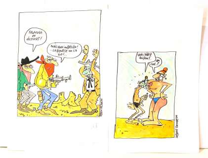 Lefred thouron - Lot de 2 dessins 2 Dessins sur papier Ã  l’encre noire, feutre et [...] | Arthema Auction