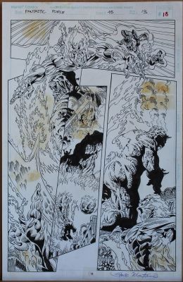Bastianoni-Rinaldi | Tavola originale per Fantastic Force  #1 p.13. Cm.28 x 43. MARVEL COMICS USA 1996. Firmata da inker Steve Montano | Art e Fumetto