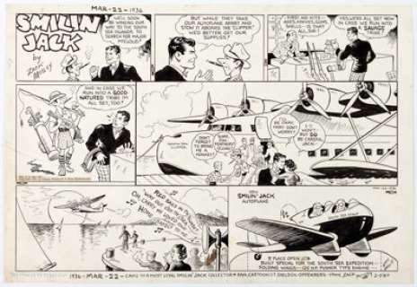 Zack Mosley Smilin’ Jack Sunday Comic Strip Original Art dated 3-22-36 (Chicago Tribune, 1936). Mosley’s - | Heritage