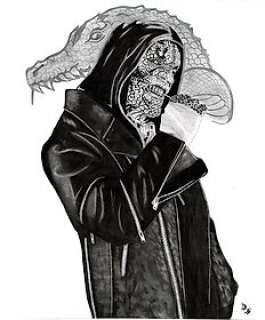 Diego Septiembre - Original charcoal And Graphite Drawing  - Killer Croc