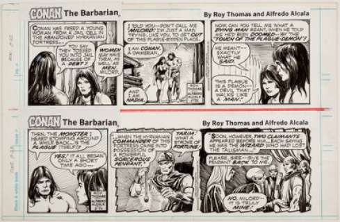 Alfredo Alcala Conan the Barbarian Sequential Daily Comic Strip Original Art dated 9-22 and 9-23-80 (The - | Heritage