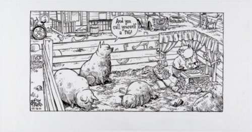 Dan Piraro Bizarro Sunday Comic Strip Original Art dated 2-18-2001 (United Press Syndicate/uComics.com, 2001)....