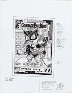  - Jay Lynch Garbage Pail Kids "Hairball Holly" Card Preliminary Illustration Original Art (Topps, c. 2003)....