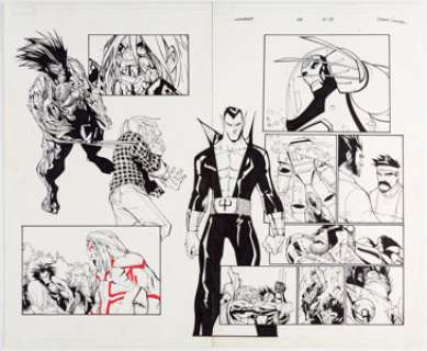  - Humberto Ramos and Carlos Cuevas Wolverine #48 Pages 12 and 13 Original Art (Marvel, 2007)....