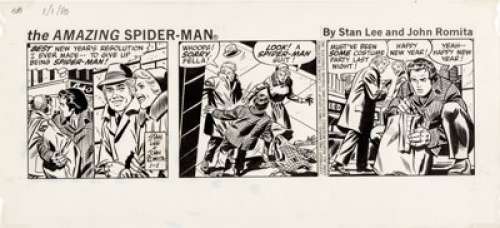 John Romita Sr. Amazing Spider-Man Daily Comic Strip Original Art dated 1-1-80 (Register and Tribune Syndicate, 19... | Heritage