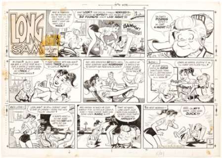 Bob Lubbers Long Sam Sunday Comic Strip Original Art dated 8-21-60 (United Feature Syndicate, 1960). Long Sam and - | Heritage