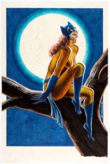 Bruce Patterson - Hellcat Specialty Illustration Original Art (1979). Defender Patsy Walker, aka Hellcat, in an -