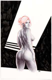 Frank Cho - Ballpoint Beauty Illustration Original Art (c 2019). Frank Cho is one of the modern masters of - | Heritage