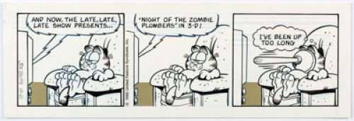 Jim Davis Garfield Daily Comic Strip Original Art dated 10-21-88 (United Feature Syndicate, 1988). How many more - | Heritage