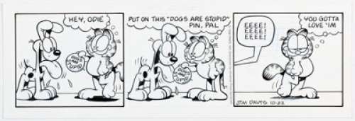 Jim Davis Garfield Daily Comic Strip Original Art dated 10-22-96 (Paws/Universal Press Syndicate, 1996). Odie is - | Heritage