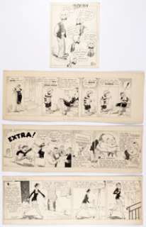 Bill Freyse Padlock Bones, Whosis, and Other Daily Comic-Strip Tryouts Original Art Group of 4 (c. 1930s-40s). -