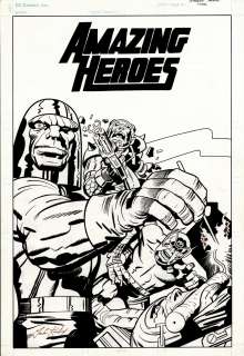 Jack Kirby, Mike Royer - Amazing Heroes #47 Cover (Orion Battles Darkseid Who Tries To Blow Up a New God! Signed!) 1983